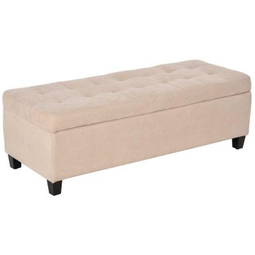 Мягкая скамья с ящиком для хранения Homcom 125x49x41,5см, песочного/черного цвета