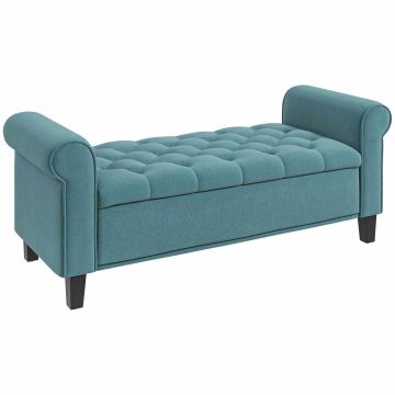 Мягкая скамья с ящиком Homcom 126x48,5x57см, зелёный/чёрный
