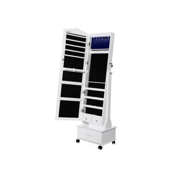 Мобильный шкаф для украшений с зеркалом, белый JBC61W