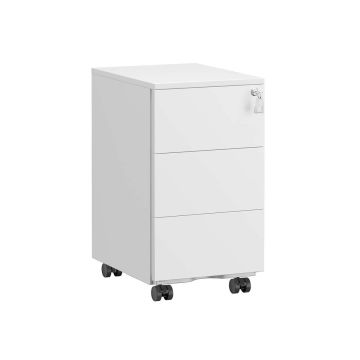 SONGMICS OFC63BK Mobile Filing Cabinet, 3 Drawers, White, 30 × 54 × 40 cm