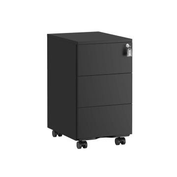 SONGMICS OFC63BK Mobile Filing Cabinet, 3 Drawers, Black, 30 × 54 × 40 cm