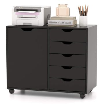 Mobile printer stand, 5 drawers and cabinet, 78 × 40 × 65 cm