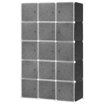 Модульный шкаф Homcom 111x47x183см, черно-белый