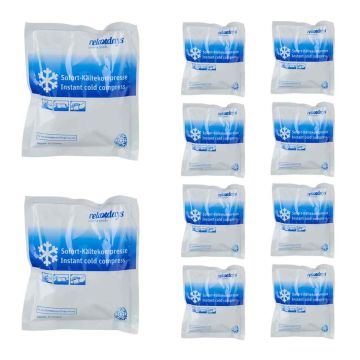 Vienreizēji aukstuma kompresi Relaxdays, 10 gab, Balta/zila, 14,5 × 12,5 × 1,5 cm
