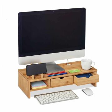 Monitora paaugstinājums Relaxdays, 2 atvilktnes, 54 × 13 × 23 cm