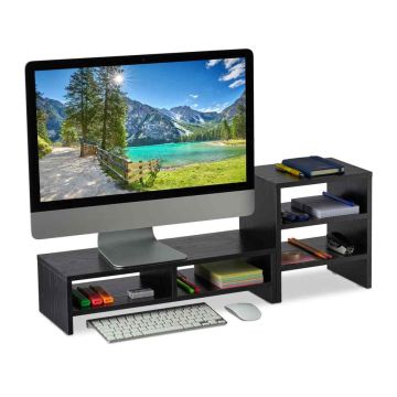 Monitora statīvs Relaxdays 10039880.0, 1 galvenais un 2 mazi nodalījumi, 75,5 × 28 × 20 cm