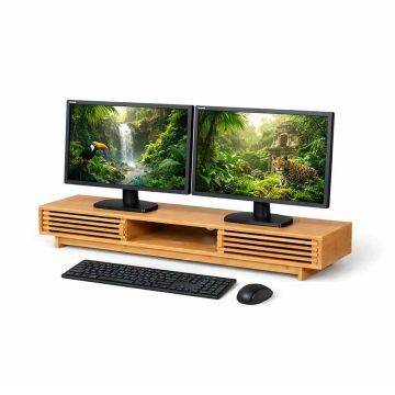 Monitoru statīvs Relaxdays 10053050_126, diviem monitoriem, 96,5 × 14 × 24,5 cm