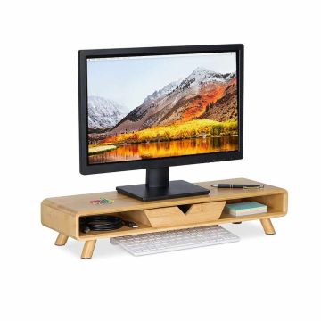 Monitoru statīvs Relaxdays 10053052.0, 2 nodalījumi un atvilktne, 62 × 13 × 20,5 cm