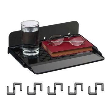 Nakts plaukts Relaxdays 10048189.0, 5 āķi, Melns, 30 × 8,5 × 15,5–22 cm