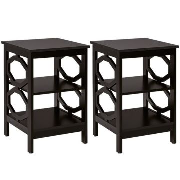 Bedside tables, 2 pcs., 3 tiers, 40.64 × 60.96 × 40.64 cm
