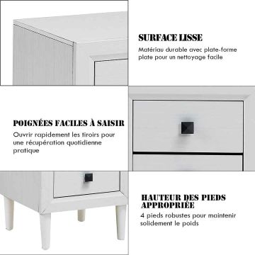 Bedside tables, 2 pcs., 4 drawers, 40.64 × 55.88 × 40.64 cm
