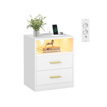 VASAGLE Custos bedside tables, 2 pcs, White, 30 × 50.2 × 40.1 cm