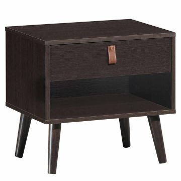 Bedside table, 1 drawer and 1 shelf, Brown, 50.8 × 39.37 × 48.26 cm