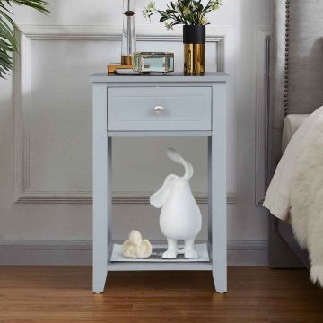 Nightstand, 1 pc, Gray, 16 × 24 × 12 in