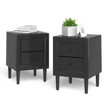 Bedside table, 2 drawers, Grey/white/black, 40.64 × 55.88 × 40.64 cm