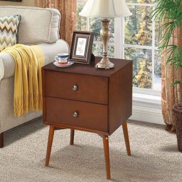 Bedside table, 2 drawers, Brown, 45.72 × 38.1 × 66.04 cm