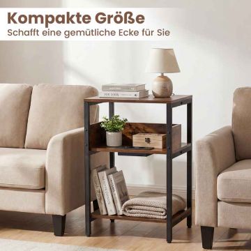 Bedside table, 2 pcs, Brown/black, 40 × 61 × 30 cm
