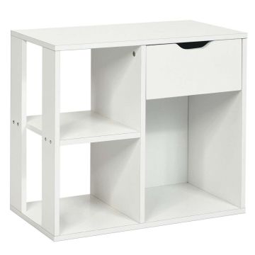 Bedside table, 3 tiers, 1 drawer, open shelf