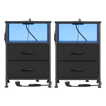 Naktsgaldiņš SONGMICS, 2 atvilktnes un atvērts nodalījums, Melns, 39,6 × 60,4 × 30 cm