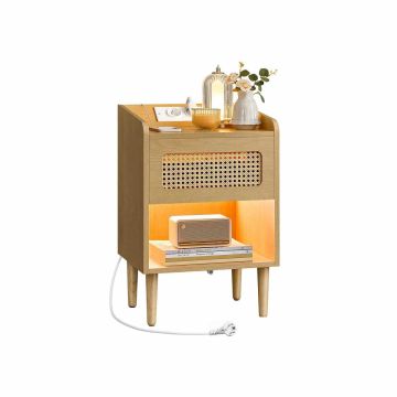 SONGMICS HOME BOHOVEN LET617Y02V1 Bedside table, With drawer and open shelf, 35 × 60 × 40 cm
