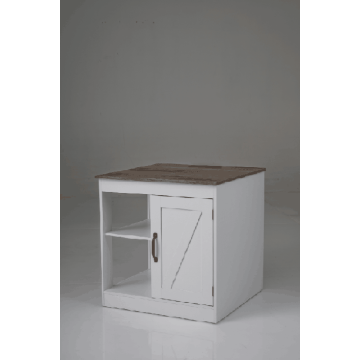 Bedside table, With charging station, White, 60 × 60 × 61 cm