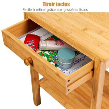 Bedside table, with drawers and open shelf, 40.64 × 35.56 × 50.8 cm