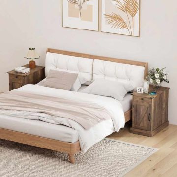 Bedside table, with drawer and cabinet, Brown, 35 × 62 × 60 cm