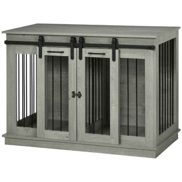 Клетка для собак PawHut 120x60x88,5см, серый/чёрный