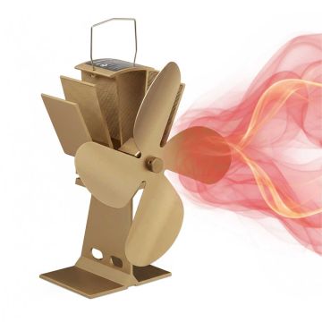 Bez elektrības darbināms kamīna ventilators Relaxdays 10033817_490, 4 lāpstiņas, 21 × 26 × 12 cm