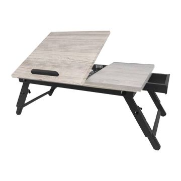 Klēpjdatora galdiņš Relaxdays 10052268_1507, 5 pozīcijas, ar atvilktni, Melna/pelēka, 70 × 19,5 × 35 cm