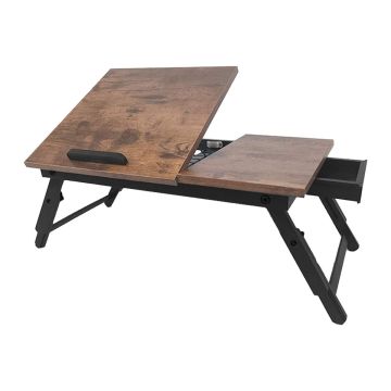 Klēpjdatora galdiņš Relaxdays 10052268_1509, 5 pozīcijas, ar atvilktni, Brūna/melna, 70 × 19,5 × 35 cm