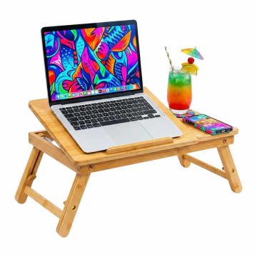 Klēpjdatora galdiņš Relaxdays, salokāms, regulējams augstums, 49,5 × 31 × 30 cm