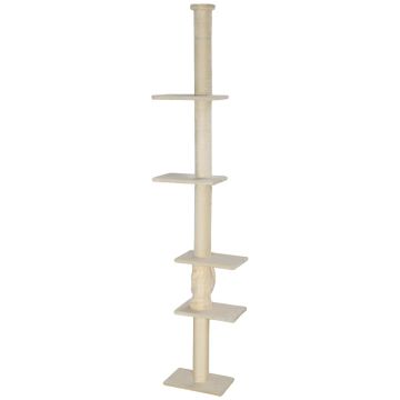 Kaķu skrāpējamā mēbele PawHut 42,5x26,5x275cm, krēmkrāsas