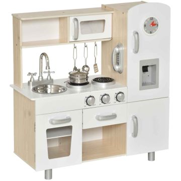 Bērnu virtuve Homcom 74x30x81cm, baltas/gaiši brūnas krāsas