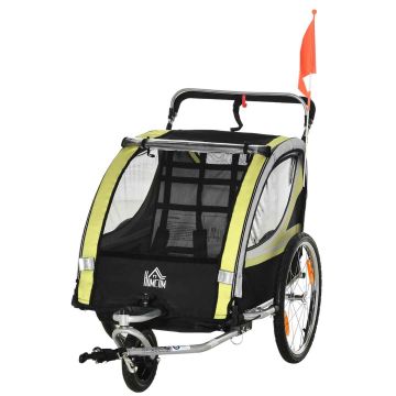 Velosipēda piekabe bērniem Homcom 142x75x101cm, melna/dzeltena