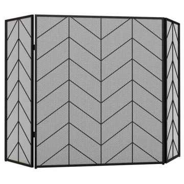 Kamīna aizsargs Homcom 135x1,2x85cm, melnas krāsas