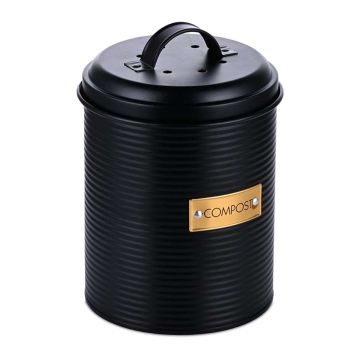 Bioloģisko atkritumu tvertne Relaxdays, 2,5 l, Melna, Ø 14 × 21,5 cm