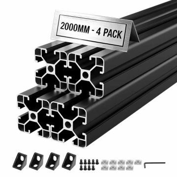 Комплект алюминиевых экструзионных профилей VEVOR 4040T-200-4-H, 4 шт, Чёрный, 95 × 95 × 211,4 см
