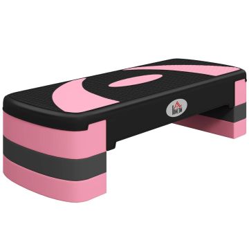 Aerobikas trenažieris Homcom 80x31x10cm, melns/rozā