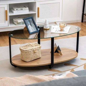 Oval coffee table, two-tier, 95 × 50 × 44 cm
