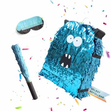 Briesmoņa formas piñata Relaxdays, ar kociņu un acu masku, 49,5 × 49,5 × 10 cm