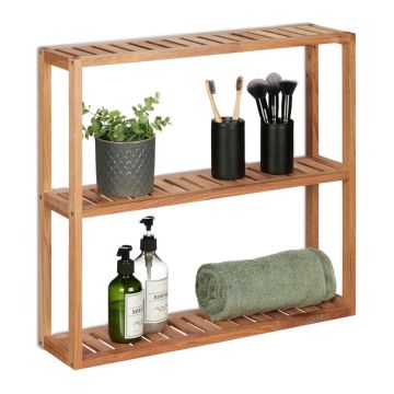 Piekaramais plaukts Relaxdays 10045796.0, 3 plauktu, Brūna, 60 × 54 × 15 cm
