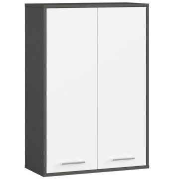 Подвесной шкаф для ванной FIN H934 W64, 2 дверцы, серо-белый, 64 × 94 × 30 см