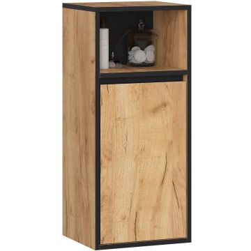 Подвесной шкафчик для ванной VAMI W35, 1 дверца, коричневый/чёрный, 35 × 80 × 30 см
