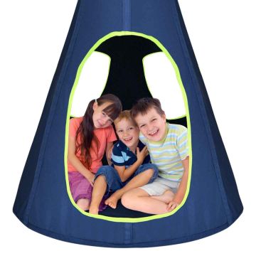Hanging hammock for children, with a wooden tent, Ø 81.28 × 139.7 cm