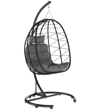 Подвесное кресло-качалка Outsunny 102x102x195 см, черное.
