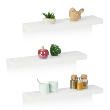 Piekaramie plaukti Relaxdays 10044739.0, 3 gab, Balts, 60 × 3,5 × 15 cm