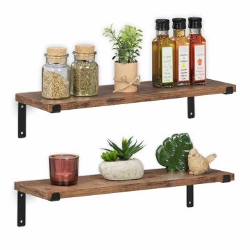 Piekaramie sienas plaukti Relaxdays 10044755.0, 2 gab, Brūni/melni, 48 × 9,5 × 15,5 cm