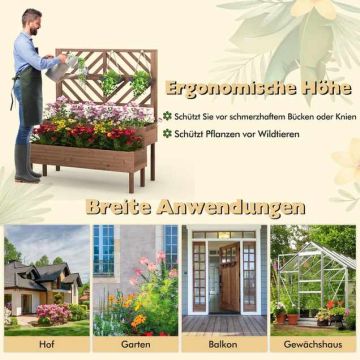 Raised bed, 2 boxes with trellis, Brown, 109 × 62 × 135 cm