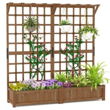 Raised bed, 2 planters, Brown, 180 × 48 × 183 cm